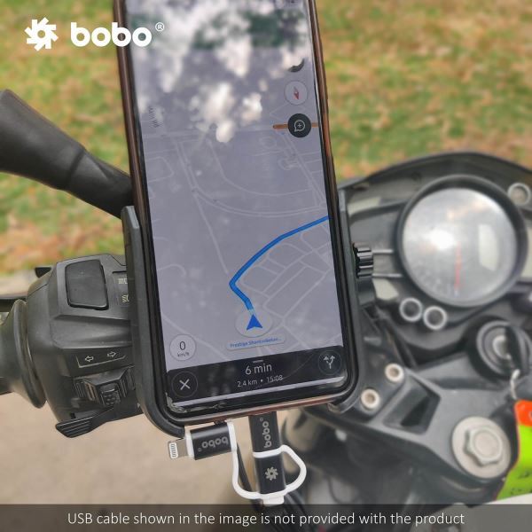 BOBO-BM12 Bike Phone Holder (with Fast 15W Wireless Charger & USB-C Input/Output Port) Motorcycle Mobile Mount-BB-BM-012-001001 BOBO GEARS