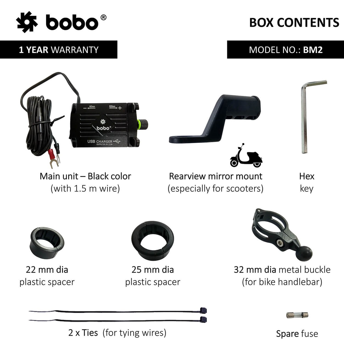 BOBO-BM2 Claw-Grip Aluminium Bike Phone Holder (With 2.5A USB charger) Motorcycle Mobile Mount (Blue)-BB-BM-002-001003 BOBO GEARS
