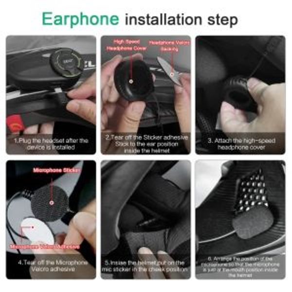 EJEAS Q8 Motorcycle Mesh Intercom 6 Riders Group Talking at The Same Time – EJAS-Q8