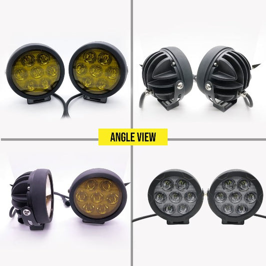 HJG 70 Watts Round Fog Lights with Yellow Cap for Motorcycles, Offroad Vehicles and Cars HJG