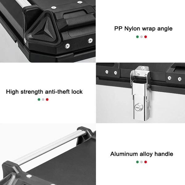LGP Motorcycle Top Box-X Type-45l Silver Premium Fits All Motorcycle-LGP11240 LGP