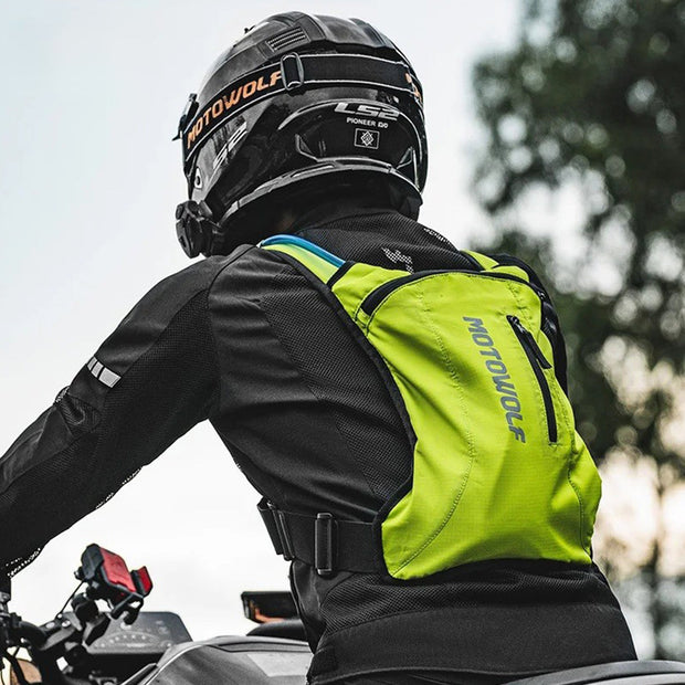 Motowolf MB7 Hydration Backpack with 2L Water Bladder - Neon Green Motowolf