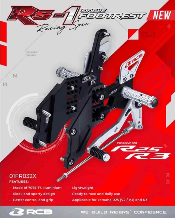 RCB-Footrest Single Set Rs-1 Series For Yamaha Yzf R3-01FR032X (Black Silver) RCB