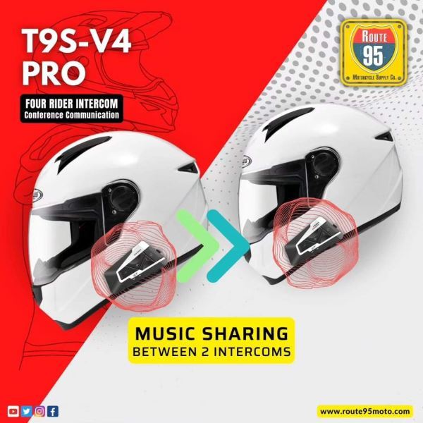 Route95-T9S V4 Pro Bluetooth Intercom Route95