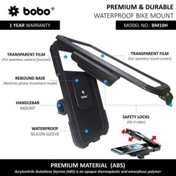 BOBO-BM10H Fully Waterproof Phone Holder Motorcycle Mobile Mount BOBO GEARS