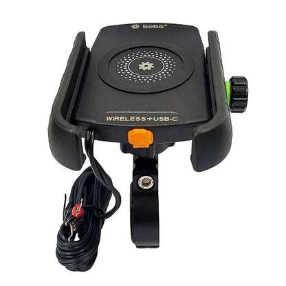 BOBO-BM12 Bike Phone Holder (with Fast 15W Wireless Charger & USB-C Input/Output Port) Motorcycle Mobile Mount-BB-BM-012-001001 BOBO GEARS