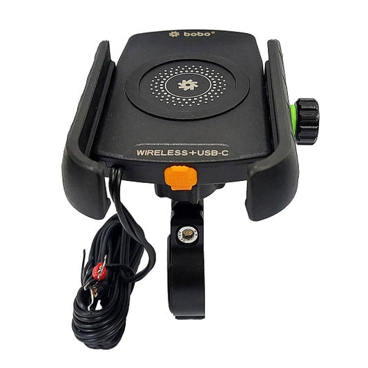 BOBO-BM12 Bike Phone Holder (with Fast 15W Wireless Charger & USB-C Input/Output Port) Motorcycle Mobile Mount-BB-BM-012-001001 BOBO GEARS