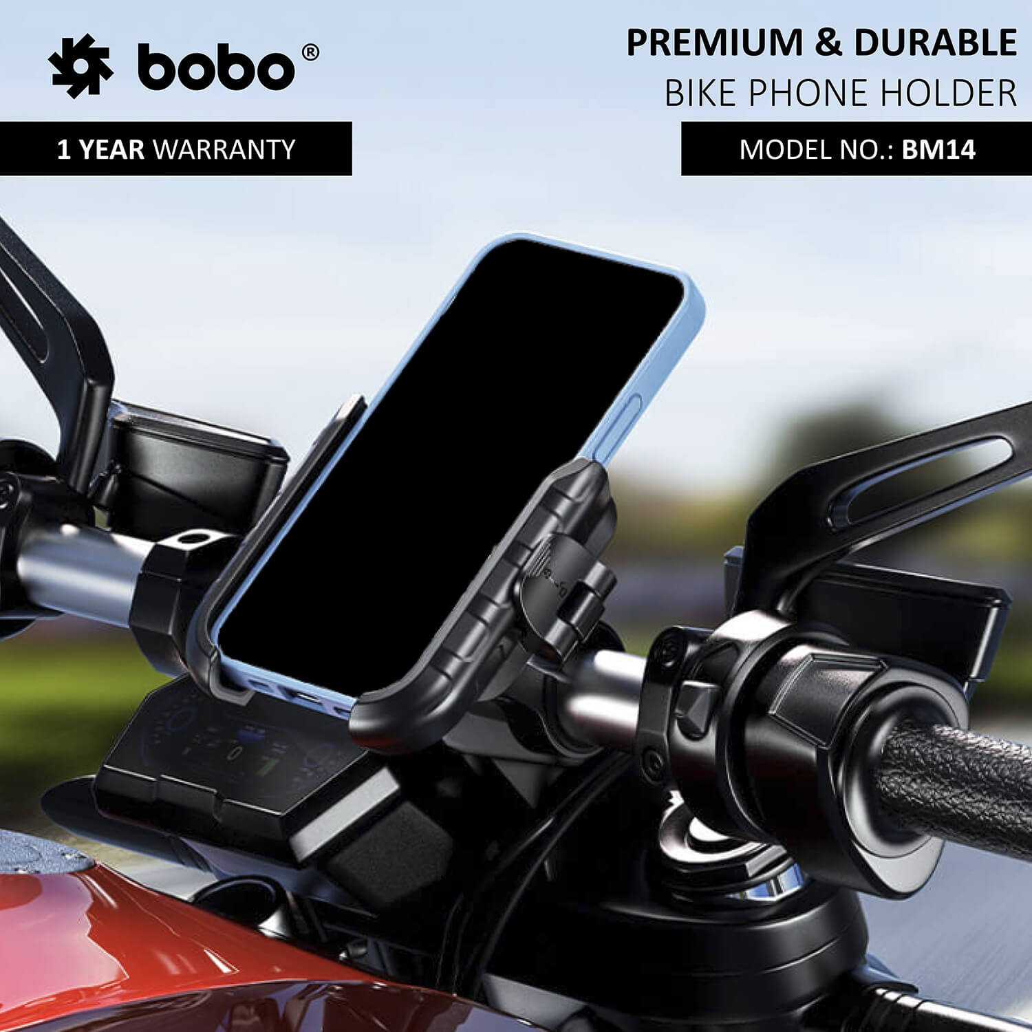 BOBO-BM14 Quick Release Enhanced BM4 Bike / Cycle Phone Holder Motorcycle Mobile Mount (Blue)-BB-BM-014-001003 BOBO GEARS