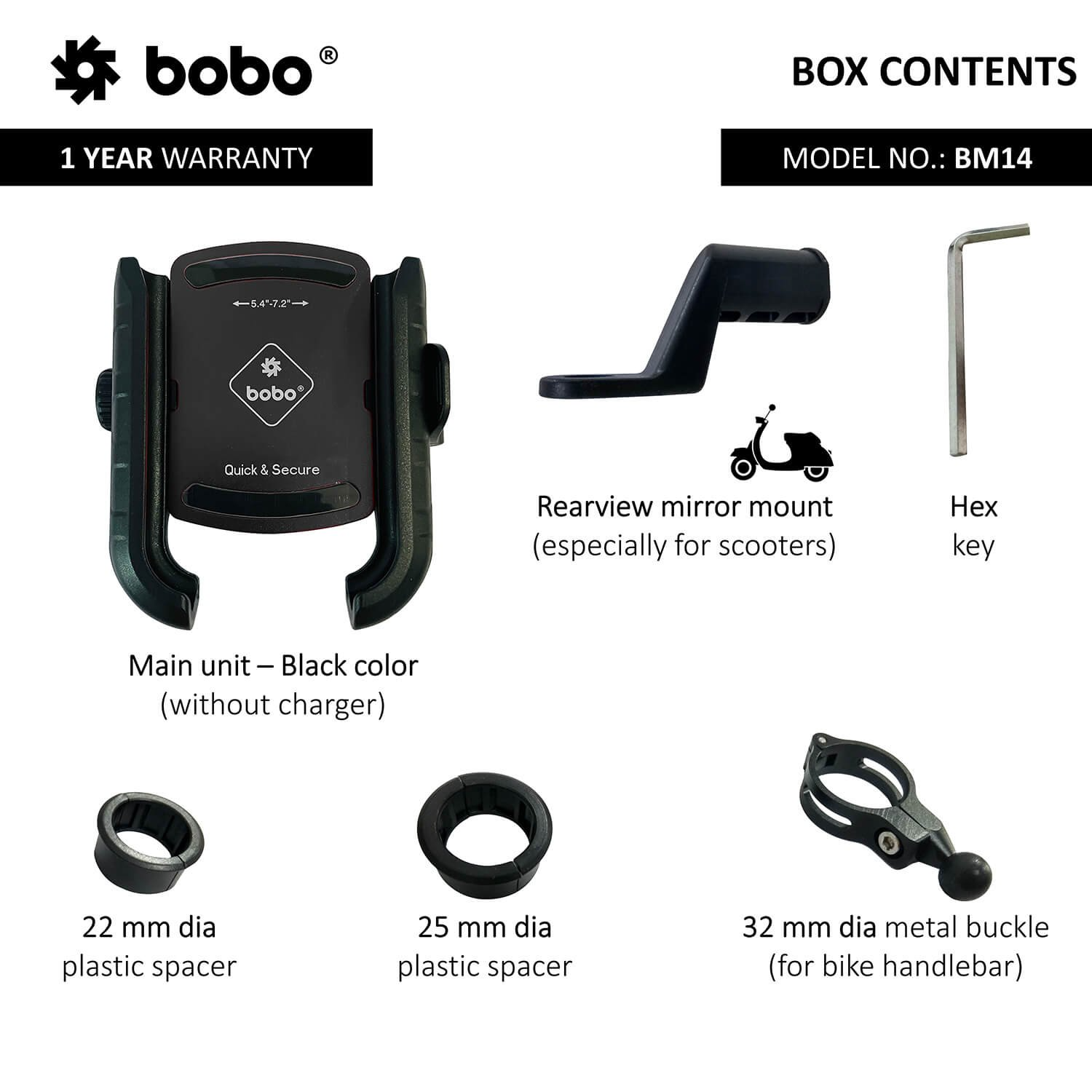 BOBO-BM14 Quick Release Enhanced BM4 Bike / Cycle Phone Holder Motorcycle Mobile Mount (Blue)-BB-BM-014-001003 BOBO GEARS