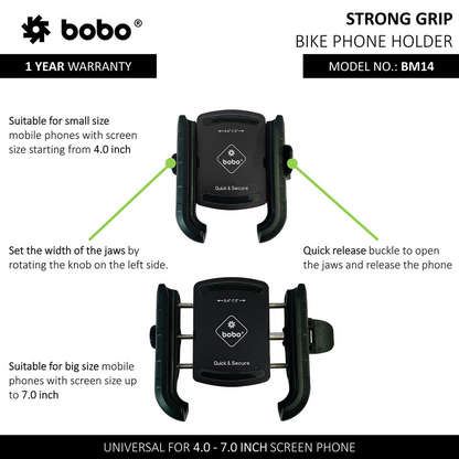 BOBO-BM14 Quick Release Enhanced BM4 Bike / Cycle Phone Holder Motorcycle Mobile Mount (Blue)-BB-BM-014-001003 BOBO GEARS
