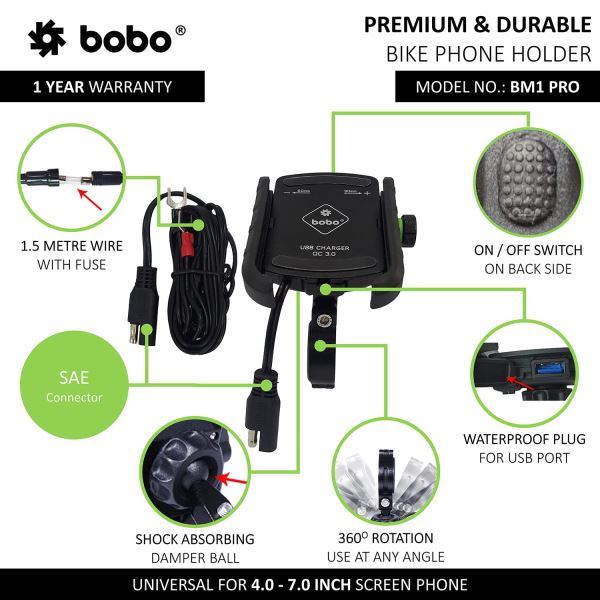 BOBO-BM1 PRO Jaw-Grip Mobile Holder (Orange)-BB-BM-001-011005 BOBO GEARS
