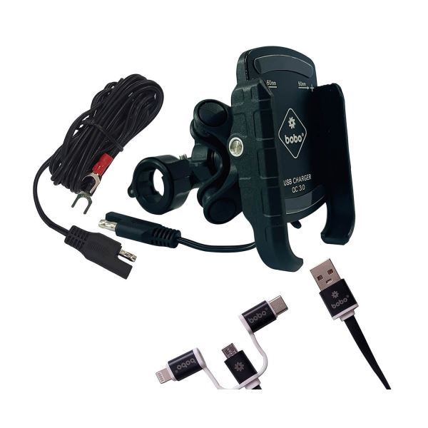 BOBO-BM1 Pro Plus Jaw-Grip Bike Phone Holder (With Pro Plus Vibration Damper, Fast USB 3.0 Charger, SAE Connector & Fast USB Cable)-BB-BM-001-021001 BOBO GEARS