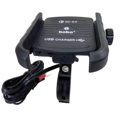 BOBO-BM1 Jaw-Grip Bike Phone Holder (with fast USB 3.0 charger) Motorcycle Mobile Mount( Black)-BB-BM-001-001001 BOBO GEARS