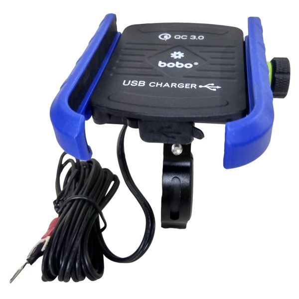 BOBO-BM1 Jaw-Grip Bike Phone Holder (with fast USB 3.0 charger) Motorcycle Mobile Mount (Blue)-BB-BM-001-001003 BOBO GEARS