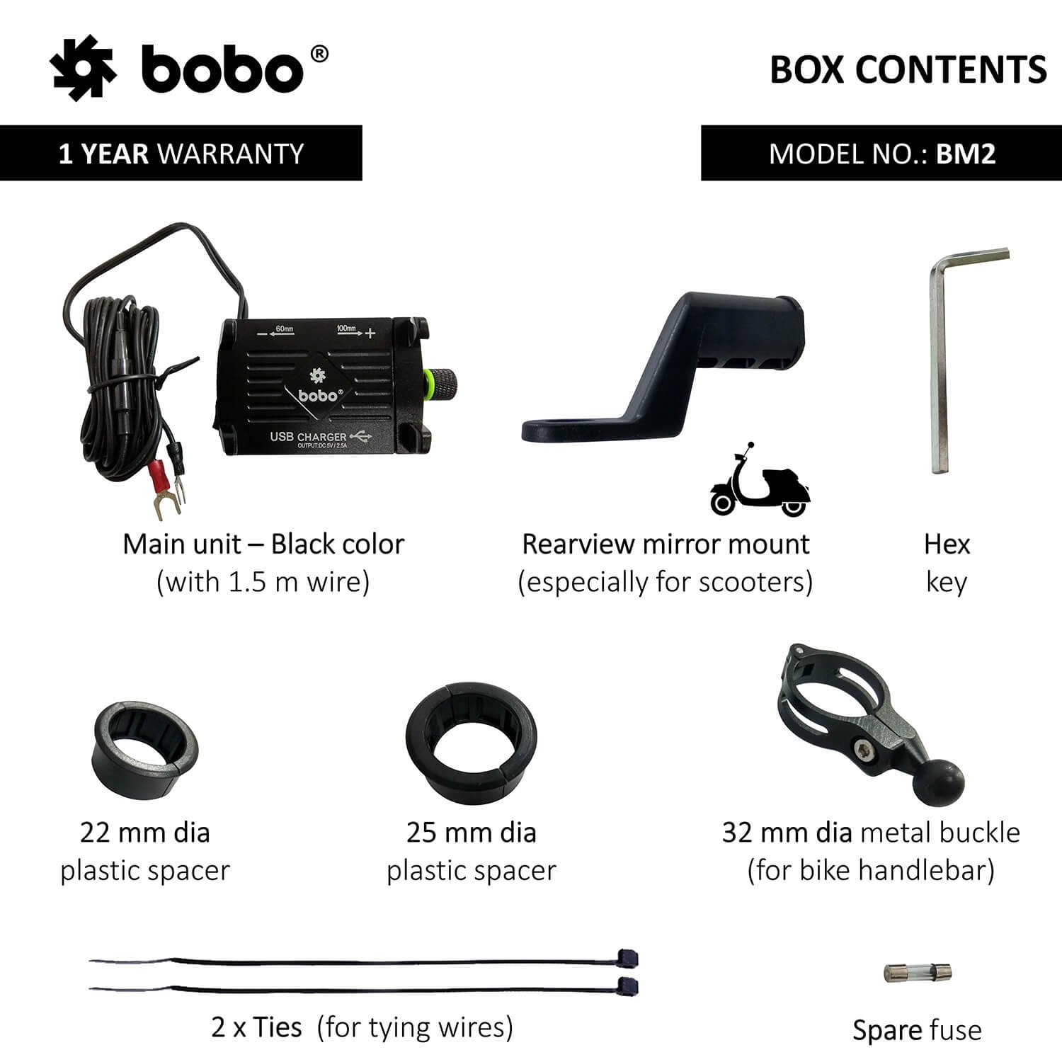 BOBO-BM2 Claw-Grip Aluminium Bike Phone Holder (With 2.5A USB charger) Motorcycle Mobile Mount (Blue)-BB-BM-002-001003 BOBO GEARS