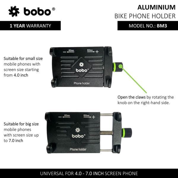BOBO-BM3 Claw-Grip Aluminum Bike / Cycle Phone Holder Motorcycle Mobile Mount (Blue)-BB-BM-003-001003 BOBO GEARS