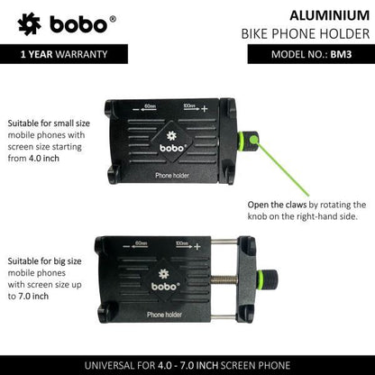 BOBO-BM3 Claw-Grip Aluminum Bike / Cycle Phone Holder Motorcycle Mobile Mount (Blue)-BB-BM-003-001003 BOBO GEARS