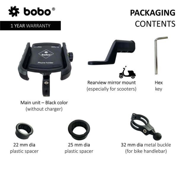 BOBO-BM4 Jaw-Grip Bike / Cycle Phone Holder Motorcycle Mobile Mount (Silver)-BB-BM-004-001004 BOBO GEARS