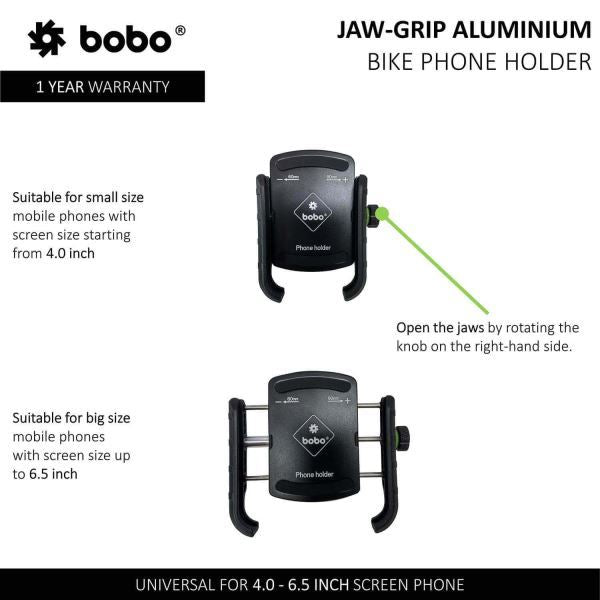 BOBO-BM4 Jaw-Grip Bike / Cycle Phone Holder Motorcycle Mobile Mount (Silver)-BB-BM-004-001004 BOBO GEARS