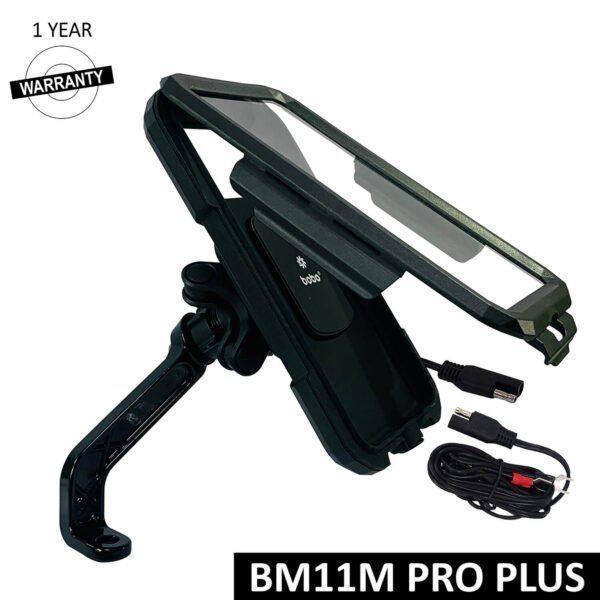 BOBO BM11M PRO PLUS Mirror Fully Waterproof Bike Phone Holder with PRO PLUS Vibration Damper (with Fast 15W Wireless Charger & USB-C Input/Output Port) Motorcycle Mobile Mount – BB-BM-011-122001 Sena