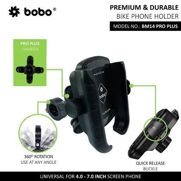 BOBO BM14 PRO PLUS Quick Release with PRO PLUS Vibration Damper Enhanced BM4 PRO PLUS Bike / Cycle Phone Holder Motorcycle Mobile Mount-BB-BM-014-021001 BOBO GEARS