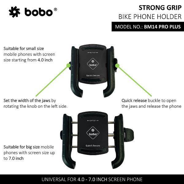BOBO BM14 PRO PLUS Quick Release with PRO PLUS Vibration Damper Enhanced BM4 PRO PLUS Bike / Cycle Phone Holder Motorcycle Mobile Mount-BB-BM-014-021001 BOBO GEARS