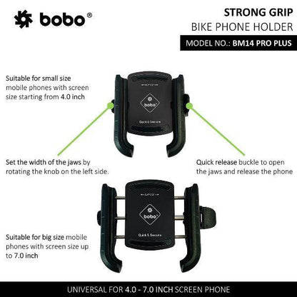 BOBO BM14 PRO PLUS Quick Release with PRO PLUS Vibration Damper Enhanced BM4 PRO PLUS Bike / Cycle Phone Holder Motorcycle Mobile Mount-BB-BM-014-021001 BOBO GEARS