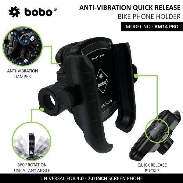 BOBO BM14 PRO X Quick Release Motorcycle Mobile Mount with Enhanced BM4 PRO Vibration Controller BOBO GEARS