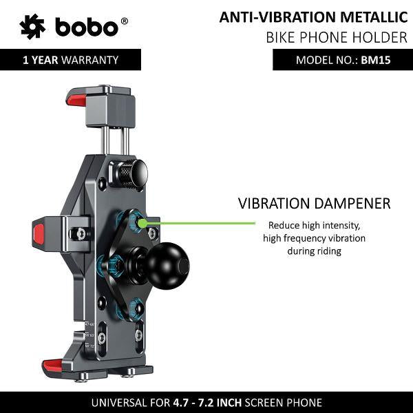 BOBO BM15 Anti-Vibration Metallic Heavy Duty Bike / Cycle Phone Holder Motorcycle Mobile Mount-BB-BM-015-001001 BOBO GEARS
