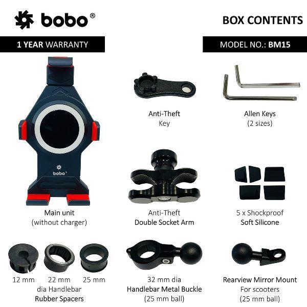 BOBO BM15 Anti-Vibration Metallic Heavy Duty Bike / Cycle Phone Holder Motorcycle Mobile Mount-BB-BM-015-001001 BOBO GEARS