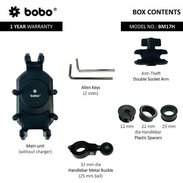 BOBO BM17H PRO Handlebar Anti-Vibration Bike / Cycle Phone Holder Motorcycle Mobile Mount – BB-BM-017-101001 BOBO GEARS