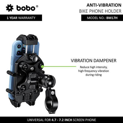 BOBO BM17M PRO Handlebar (or Mirror) Anti-Vibration Bike / Cycle Phone Holder Motorcycle Mobile Mount-BB-BM-017-102001 BOBO GEARS