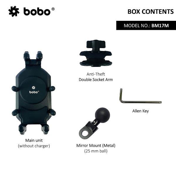BOBO BM17M PRO Handlebar (or Mirror) Anti-Vibration Bike / Cycle Phone Holder Motorcycle Mobile Mount-BB-BM-017-102001 BOBO GEARS