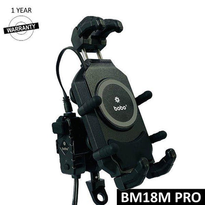BOBO BM18H PRO Mirror Anti-Vibration Bike Phone Holder (with Fast 15W Wireless Charger & USB-C Charging Module) Motorcycle Mobile Mount – BB-BM-018-102001 BOBO GEARS