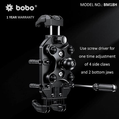 BOBO BM18M PRO Handlebar (or Mirror) Anti-Vibration Bike Phone Holder (with Fast 15W Wireless Charger USB-C Charging Module) Motorcycle Mobile Mount-BB-BM-018-102001 BOBO GEARS