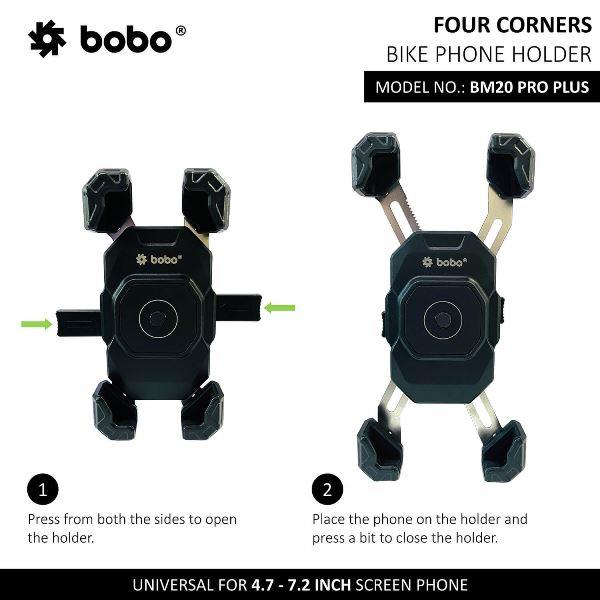 BOBO BM20 PRO PLUS Four Corners Secure Grip with PRO PLUS Vibration Damper Bike / Cycle Phone Holder Motorcycle Mobile Mount-BB-BM-020-021001 BOBO GEARS