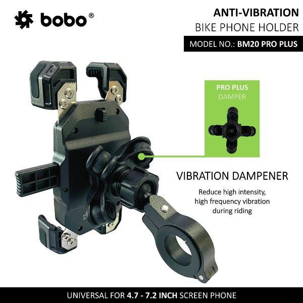 BOBO BM20 PRO PLUS Four Corners Secure Grip with PRO PLUS Vibration Damper Bike / Cycle Phone Holder Motorcycle Mobile Mount-BB-BM-020-021001 BOBO GEARS