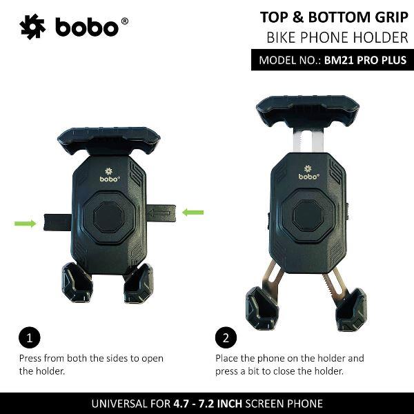 BOBO BM21 PRO PLUS Top & Bottom Corners Secure Grip with PRO PLUS Vibration Damper Bike / Cycle Phone Holder Motorcycle Mobile Mount-BB-BM-021-021001 BOBO GEARS