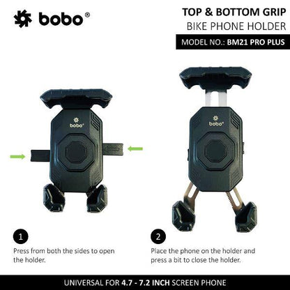 BOBO BM21 PRO PLUS Top & Bottom Corners Secure Grip with PRO PLUS Vibration Damper Bike / Cycle Phone Holder Motorcycle Mobile Mount-BB-BM-021-021001 BOBO GEARS