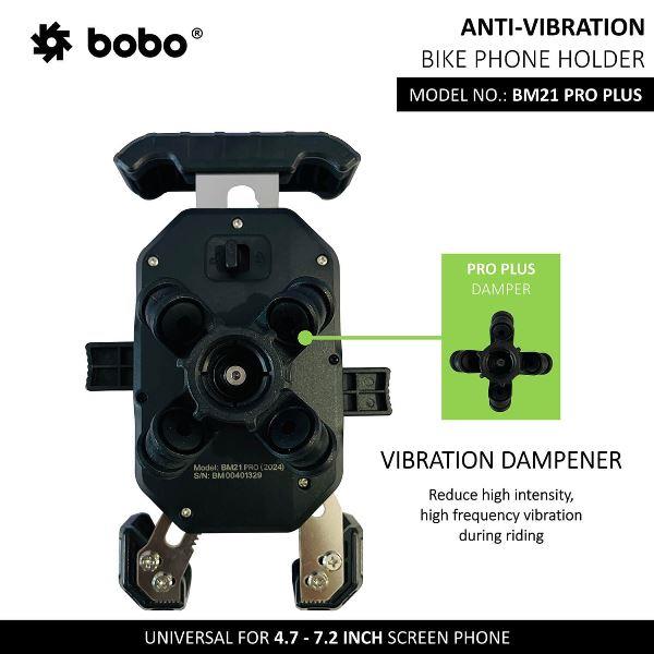 BOBO BM21 PRO PLUS Top & Bottom Corners Secure Grip with PRO PLUS Vibration Damper Bike / Cycle Phone Holder Motorcycle Mobile Mount-BB-BM-021-021001 BOBO GEARS