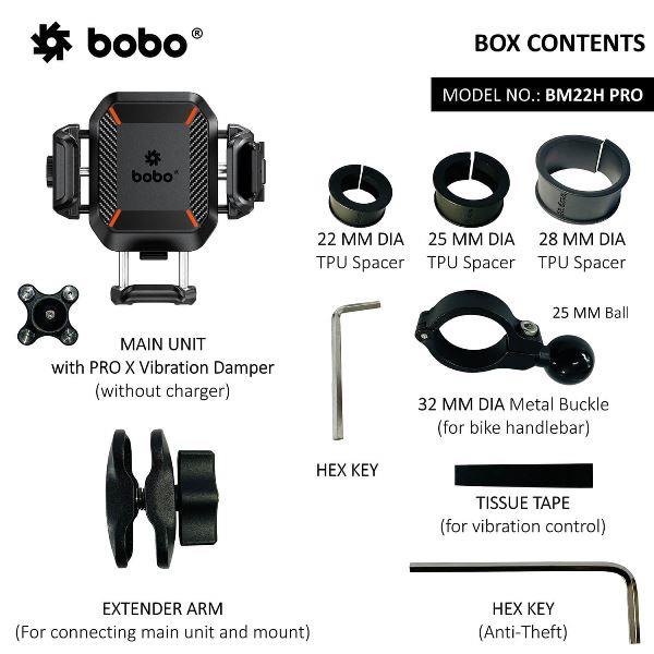 BOBO BM22M PRO Mirror Mount Anti-Vibration Anti-Theft Bike / Cycle Phone Holder Motorcycle Mobile Mount (BB-BM-022-112001) BOBO GEARS