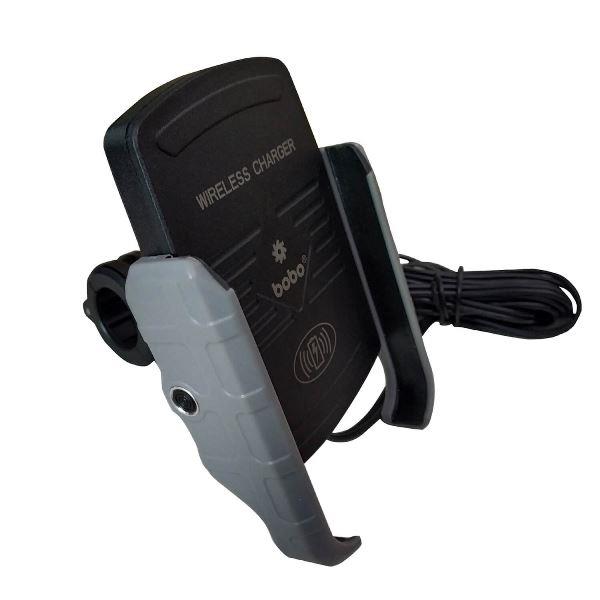 BOBO BM6 Jaw-Grip Bike Phone Holder (with Fast 15W Wireless Charger) Motorcycle Mobile Mount (Silver)- BB-BM-006-001004 BOBO GEARS