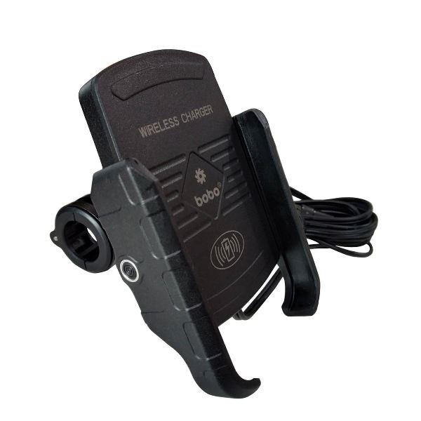 BOBO BM6 Jaw-Grip Bike Phone Holder (with Fast 15W Wireless Charger) Motorcycle Mobile Mount (Black)-BB-BM-006-001001 BOBO GEARS
