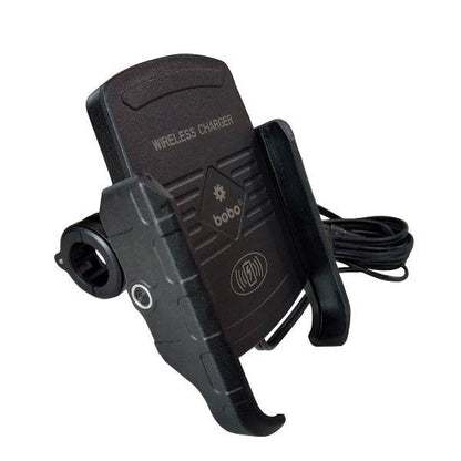 BOBO BM6 Jaw-Grip Bike Phone Holder (with Fast 15W Wireless Charger) Motorcycle Mobile Mount (Black)-BB-BM-006-001001 BOBO GEARS