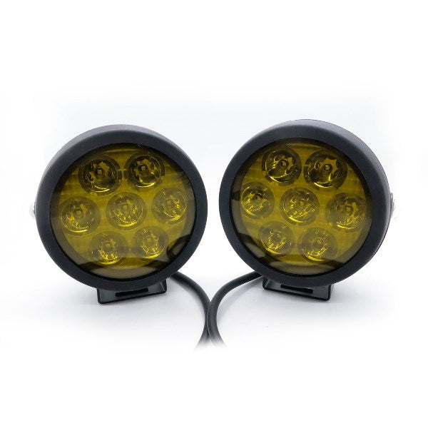 HJG 70 Watts Round Fog Lights with Yellow Cap for Motorcycles, Offroad Vehicles and Cars HJG
