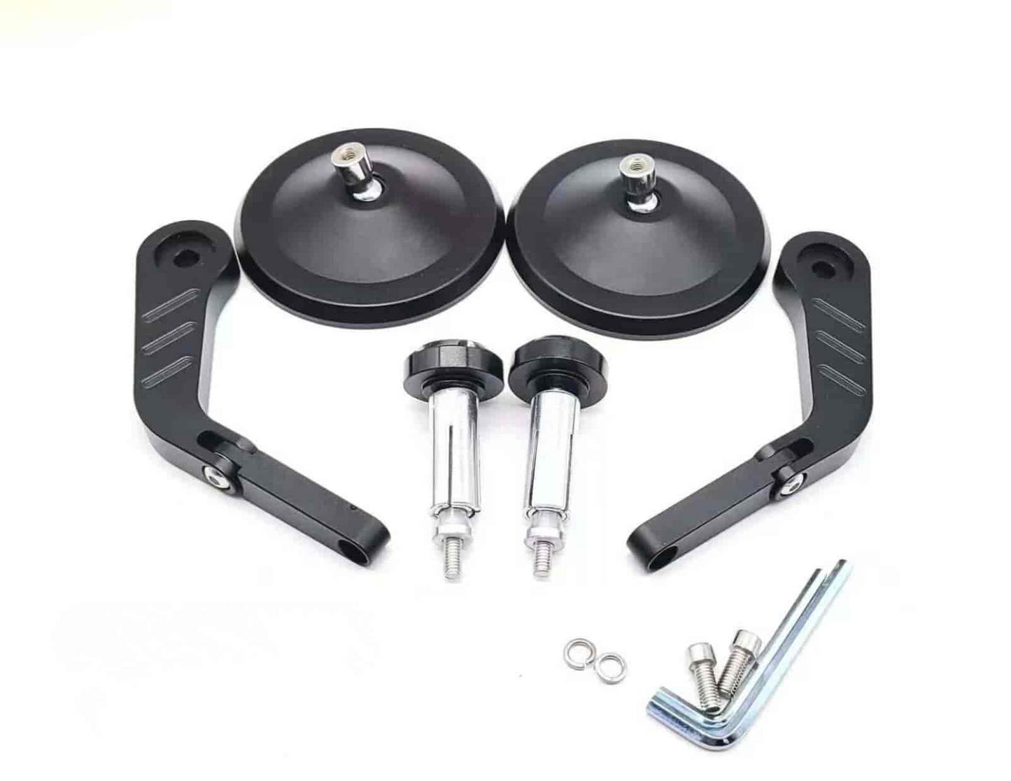 Imported Universal CNC Bar-End Mirror Set (Round) | 360 Adjustable | Blue Anti-Glare Lens - (2004-276) Imported