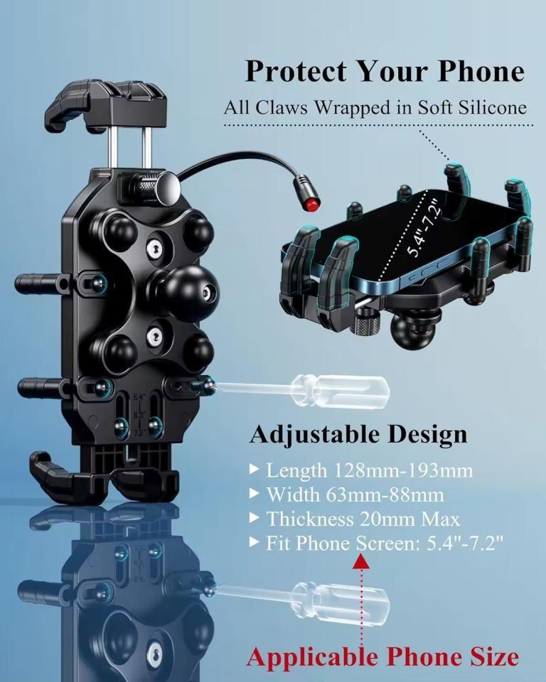 Kewig Motorcycle Accessories Anti-vibration Motorcycle phone holder with Wireless Charger (M26-A1) Kewig