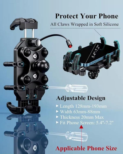 Kewig Motorcycle Accessories Anti-vibration Motorcycle phone holder with Wireless Charger (M26-A1) Kewig