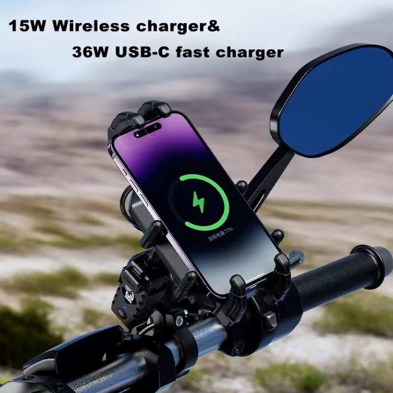 Kewig Motorcycle Accessories Anti-vibration Motorcycle phone holder with Wireless Charger (M26-A1) Kewig
