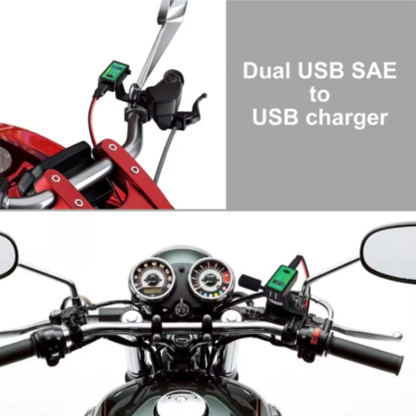 Kewig Waterproof Motorcycle Handlebar Charger Adapter Dual USB QC 3.0 With Switch Input voltage dc12-24v (C Charger) (M2-C) Kewig